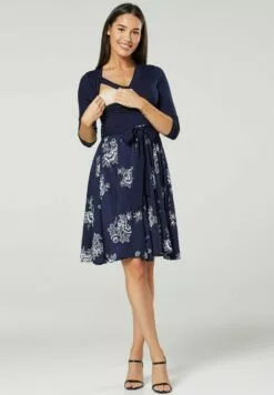 Happy Mama Jurk - Navy With Navy Flowers -Happy Mama Verkoop a29565296b2f4525a018153e84e161e1