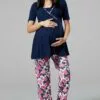 Happy Mama 3 Piece Sleepwear - Badjas - Navy/ Ecru With Flowers -Happy Mama Verkoop a5546a94f6604fc9b63f81c69c9a8095