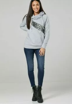 Happy Mama Maternity Nursing Colour Block - Hoodie - Light Grey Melange Panther 11 Happy Mama Maternity Nursing Colour Block - Hoodie - Light Grey Melange Panther -Happy Mama Verkoop a87c51aad465408a8e08625f1ae17d7b