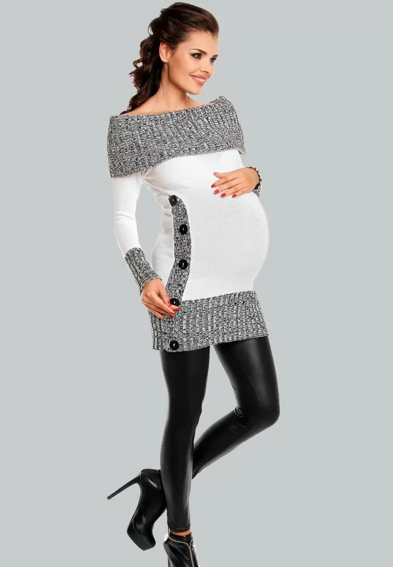 Happy Mama Maternity - Gebreide Jurk - White 4 Happy Mama Maternity - Gebreide Jurk - White - Afbeelding 2