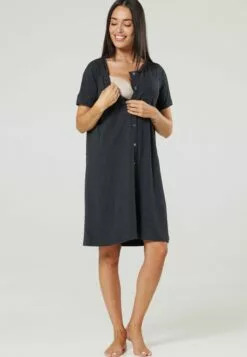 Happy Mama Maternity Breastfeeding 2-Pack - Nachtjapon - Graphite Melange Ecru With Flowers -Happy Mama Verkoop a9803abebaac416fb42e80d82ec748ef