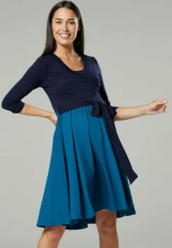 Happy Mama Jurk - Navy & Bottle Green