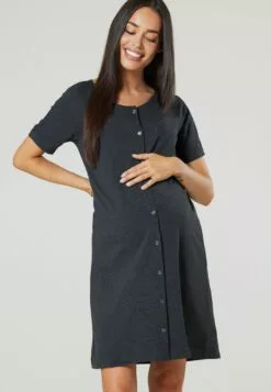 Happy Mama Maternity Breastfeeding 2-Pack - Nachtjapon - Graphite Melange Ecru With Flowers -Happy Mama Verkoop b23307a7fc614be6be30fde98f01223e