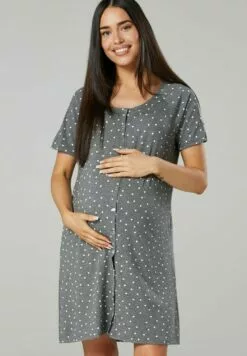 Happy Mama Maternity Breastfeeding 2-Pack - Nachtjapon - BlackGraphite Melange With Dots -Happy Mama Verkoop b2d376a75f0a45da88641751b3c58944