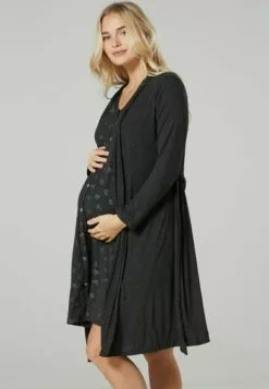 Happy Mama Maternity Hospital Set - Nachtjapon - Graphite Melange With Silver Hearts -Happy Mama Verkoop b5181be08d574e9eb5582c86d3ade1e3