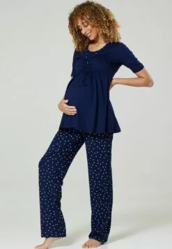 Happy Mama 3 Piece Sleepwear - Badjas - Navy Navy With Dots -Happy Mama Verkoop b86cb943e42b474e96fc03cef55fcaa4