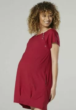 Happy Mama Maternity And Breastfeeding Nightshirt - Jerseyjurk - Red -Happy Mama Verkoop bb0253d786dd4fbba991ec979527e22f