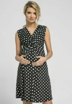 Happy Mama Jurk - Black With Large White Dots