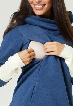 Happy Mama Nursing - Hoodie - Jeans Melange/Ecru -Happy Mama Verkoop bda7aa53049e481e97e3ed4a253eaa60