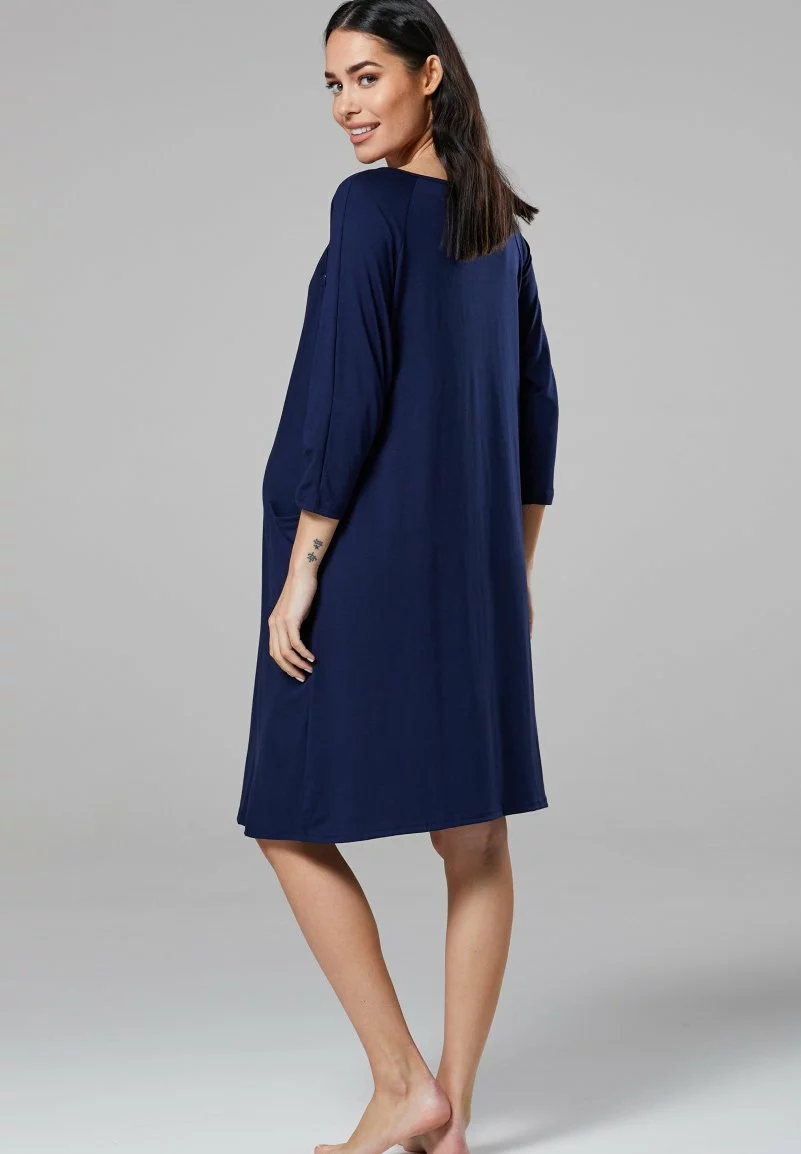 Happy Mama Maternity Skin To Skin Labor - Nachtjapon - Navy 5 Happy Mama Maternity Skin To Skin Labor - Nachtjapon - Navy - Afbeelding 3