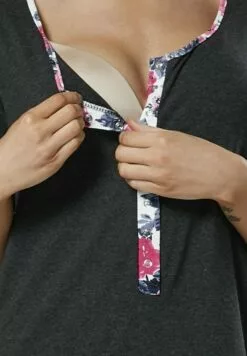 Happy Mama Maternity Nursing Delivery Hospital - Nachtjapon - Graphite Melange -Happy Mama Verkoop bf70f14469cf49abacd97e56f5acb65d