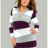 Happy Mama Stretchy Warm Stripes - Gebreide Jurk - Purple