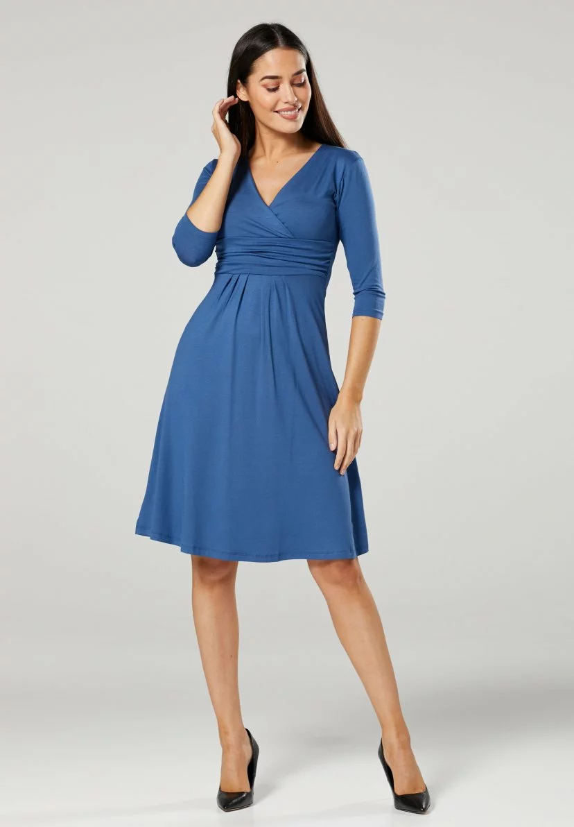 Happy Mama 3/4 Sleeve V-Neck- Jerseyjurk - Blue Jeans 3 Happy Mama 3/4 Sleeve V-Neck- Jerseyjurk - Blue Jeans