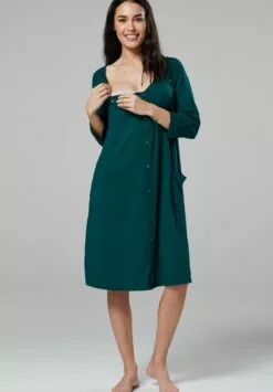 Happy Mama Maternity Skin To Skin Labor - Nachtjapon - Dark Green -Happy Mama Verkoop c6a68fd345c642379c4492948a1ddb03