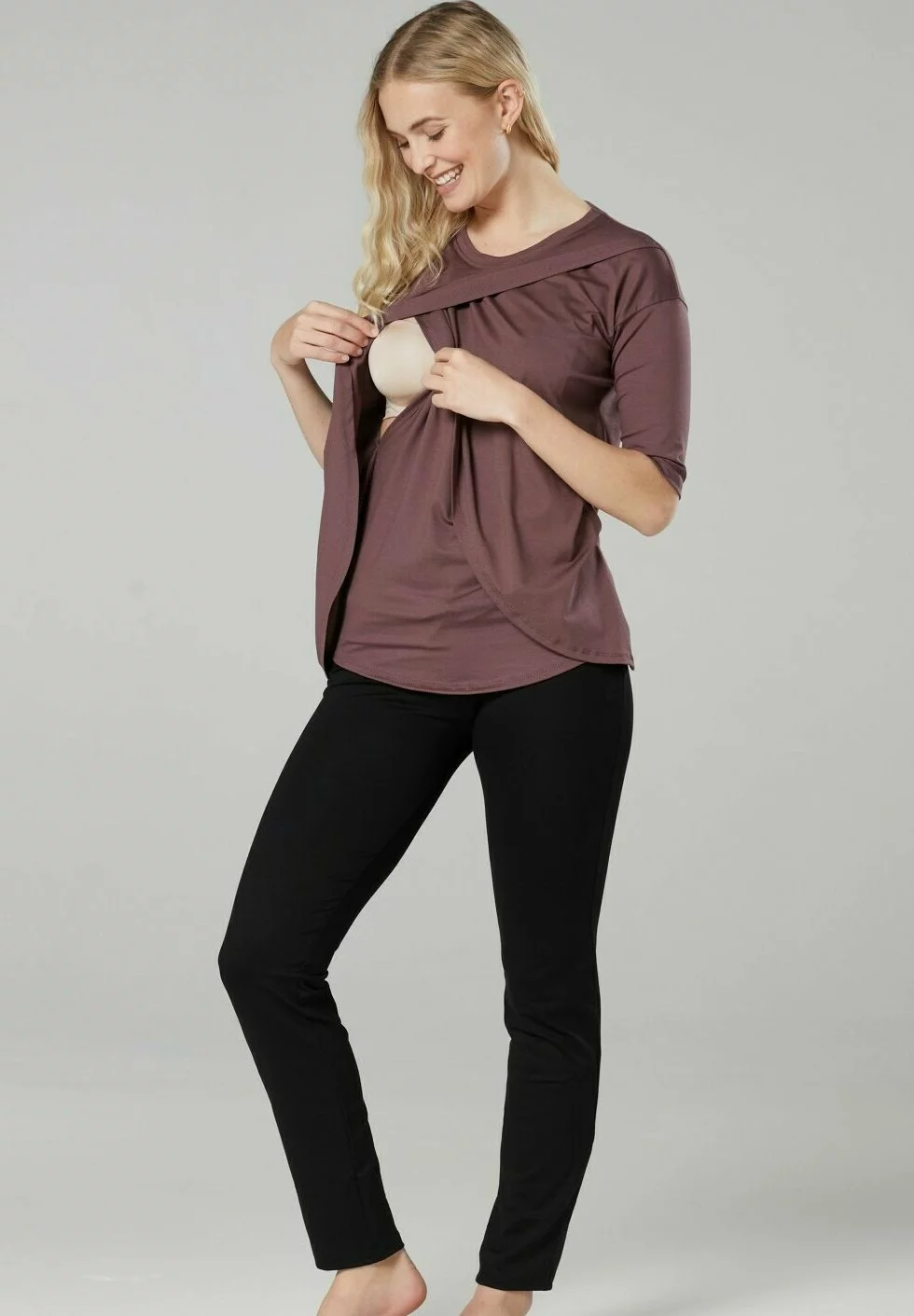 Happy Mama Pyjama - Cappuccino & Black 6 Happy Mama Pyjama - Cappuccino & Black - Afbeelding 4