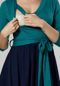 Happy Mama Jurk - Bottle Green & Navy -Happy Mama Verkoop cb26c3cd6bef4d2495a757c84ab76210