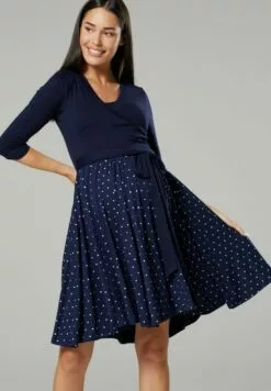 Happy Mama Jurk - Navy And Navy With Stars -Happy Mama Verkoop cbfac51f780e4849aa3f21f2da27e01d