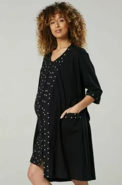 Happy Mama Set - Nachtjapon - Schwarz -Happy Mama Verkoop cd3532fecec844898a37d4f8e11cfa99