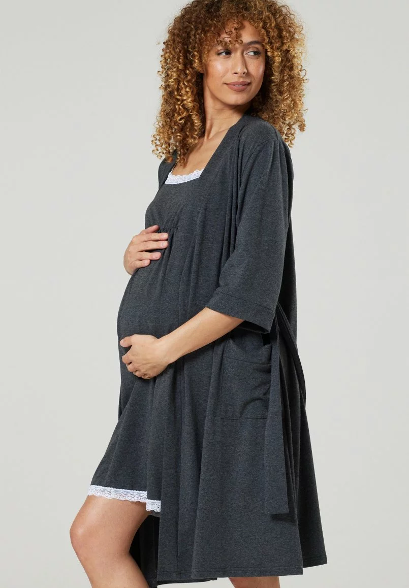 Happy Mama Set- Badjas - Graphite Melange 7 Happy Mama Set- Badjas - Graphite Melange - Afbeelding 5