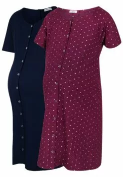 Happy Mama Maternity Breastfeeding 2-Pack - Nachtjapon - Navy Plum With Stars -Happy Mama Verkoop d0150aec677d4497b452741b85d33f9c