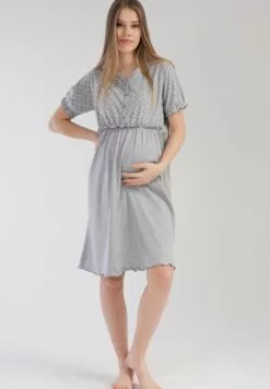 Happy Mama Maternity Nursing Buttoned - Nachtjapon - GraphiteMelange -Happy Mama Verkoop d4258d6ab2424d1a9a20dd3f3479a33d