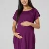 Happy Mama Maternity And Breastfeeding Nightshirt - Jerseyjurk - Plum -Happy Mama Verkoop d5256a2391d746c191fbaf8f3bf30dd7