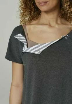 Happy Mama Maternity And Breastfeeding Nightshirt - Jerseyjurk - Light Grey -Happy Mama Verkoop d8377c7ce6774db3b46a69a3cf3f9032