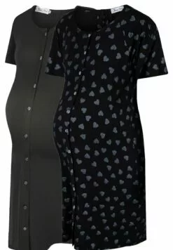 Happy Mama Maternity Breastfeeding 2-Pack - Nachtjapon - Graphite MelangeBlack With Hearts -Happy Mama Verkoop d89a427a165142f58bcf414dc11fe095