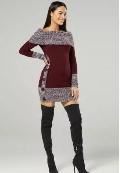 Happy Mama Maternity - Gebreide Jurk - Crimson -Happy Mama Verkoop da70ce644ea948028aa2fd36f034d136