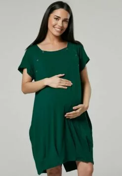 Happy Mama Maternity And Breastfeeding Nightshirt - Jerseyjurk - Dark Green -Happy Mama Verkoop dbd42de4ac0a497fa32f92eff84368d4