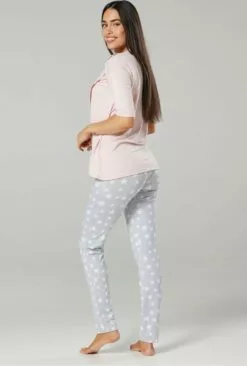 Happy Mama Pyjama - Powder Pink & Grey Melange With Stars 9 Happy Mama Pyjama - Powder Pink & Grey Melange With Stars -Happy Mama Verkoop ddaae80554784a74b7e18413358f7432