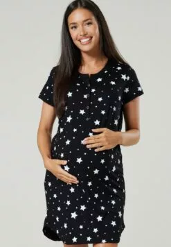 Happy Mama Nachtjapon - Black With White Stars