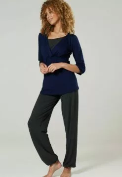 Happy Mama Set - Pyjama - Navy Graphite Melange -Happy Mama Verkoop e0438460a2e84096adc5d4e6fc5121dc