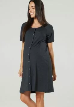 Happy Mama Maternity Breastfeeding 2-Pack - Nachtjapon - Graphite Melange Ecru With Flowers -Happy Mama Verkoop e34ec60c5c7841f98d675af0a2bc5e89