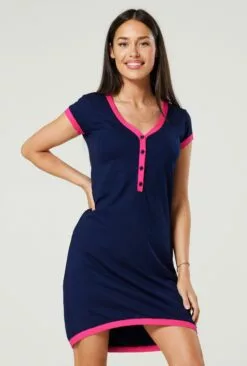 Happy Mama Nursing- Nachtjapon - Navy -Happy Mama Verkoop e38724665125466bb57c9410ee1c1862