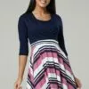 Happy Mama Jerseyjurk - Navy Dusky Pink Stripes -Happy Mama Verkoop e738f4c212cc4f5dbad23e634f902226