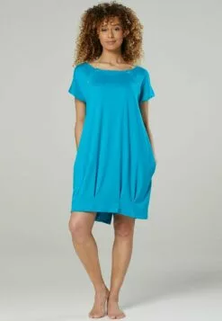 Happy Mama Maternity And Breastfeeding Nightshirt - Jerseyjurk - Turquoise