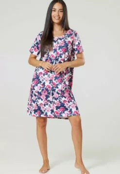 Happy Mama Maternity Breastfeeding 2-Pack - Nachtjapon - Graphite Melange Ecru With Flowers -Happy Mama Verkoop eabbe38cacd749b8b2cc057feaed4ef8