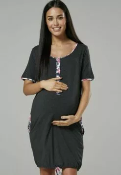 Happy Mama Maternity Nursing Delivery Hospital - Nachtjapon - Graphite Melange -Happy Mama Verkoop eaed115f4e01440b8ea23436ec022ac5
