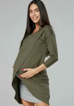 Happy Mama Maternity Nursing - Jurk - Khaki/ Grey Melange