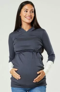 Happy Mama Hoodie - Graphite/ Ecru