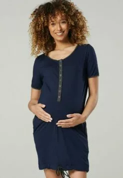 Happy Mama Maternity Nursing Delivery Hospital - Nachtjapon - Navy/Graphite Melange -Happy Mama Verkoop f23661648987445dbf6a9cb1b3095e37