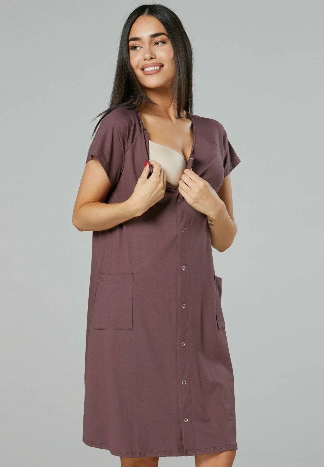 Happy Mama 3-Pack - Nachtjapon - Black & Cappuccino & Khaki 6 Happy Mama 3-Pack - Nachtjapon - Black & Cappuccino & Khaki - Afbeelding 4