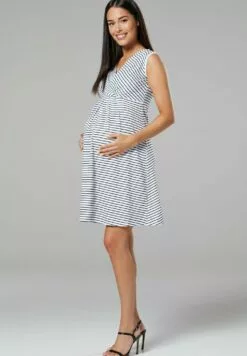 Happy Mama Jurk - White With Stripes -Happy Mama Verkoop f33bf2a588774670ba28c2ef0a30db32
