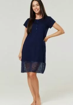 Happy Mama Maternity Nursing - Nachtjapon - Navy -Happy Mama Verkoop f5e96e98ce6a40308c57065f1b993952