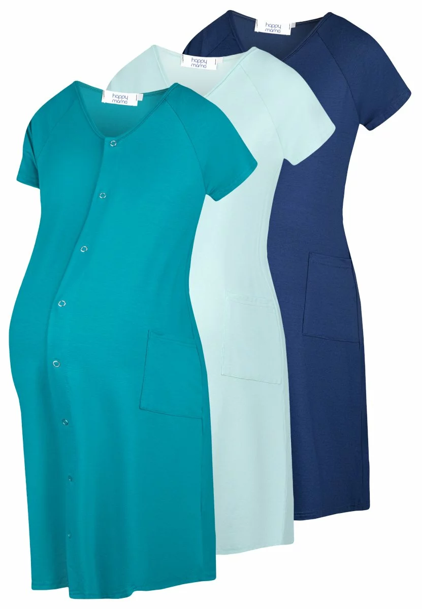 Happy Mama 3-Pack - Nachtjapon - Blue Grey & Mint & Aqua 11 Happy Mama 3-Pack - Nachtjapon - Blue Grey & Mint & Aqua - Afbeelding 9