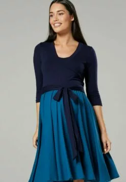 Happy Mama Jurk - Navy & Bottle Green -Happy Mama Verkoop faa69376de344d6a9f77e83bb1ec04b0