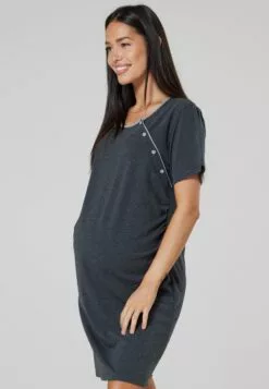 Happy Mama Maternity Nursing- Nachtjapon - Nightdress Dark Graphite Melange -Happy Mama Verkoop fec035619f9a44618a5f97e820bce3d8