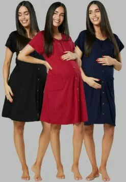 Happy Mama 3-Pack - Nachtjapon - Black & Navy & Crimson